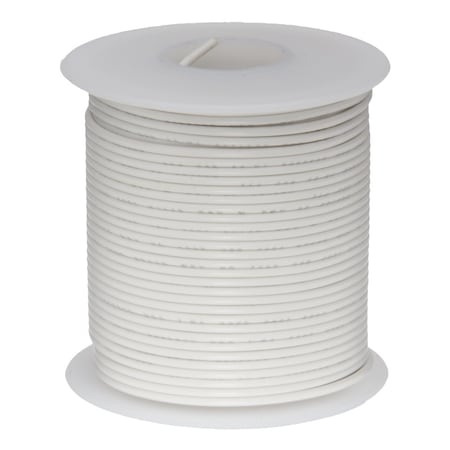 24 AWG Gauge Solid Hook Up Wire, 25 Ft Length, White, 0.0201 Diameter, UL1007, 300 Volts